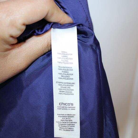 CHICO'S Quilted Zip-Up Jacket Purple Blue | Medium 8 - Picture 6 of 7